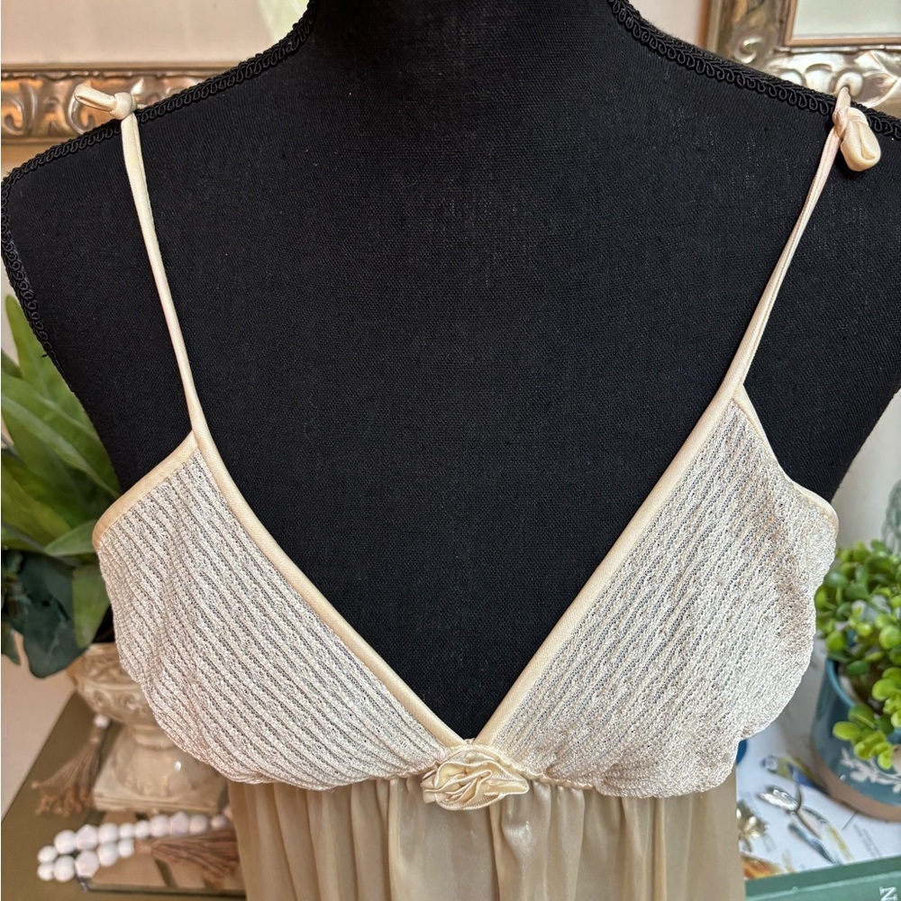 Vintage Gilligan & O'Malley Cream Maxi Lace Slip Dress & Crop Top Set Sz S - Picture 8 of 15